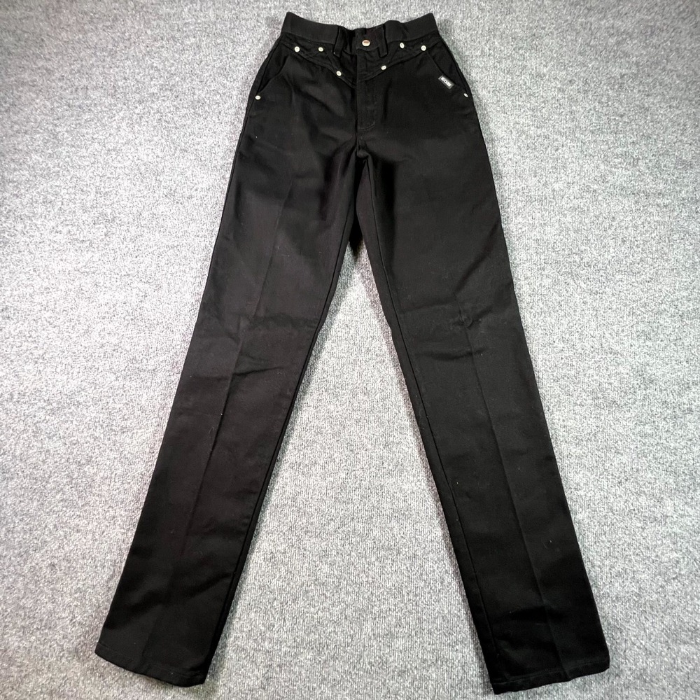 Vintage Rockies Jeans Womens 7/28 Black Straight Western High Rise Streetwear